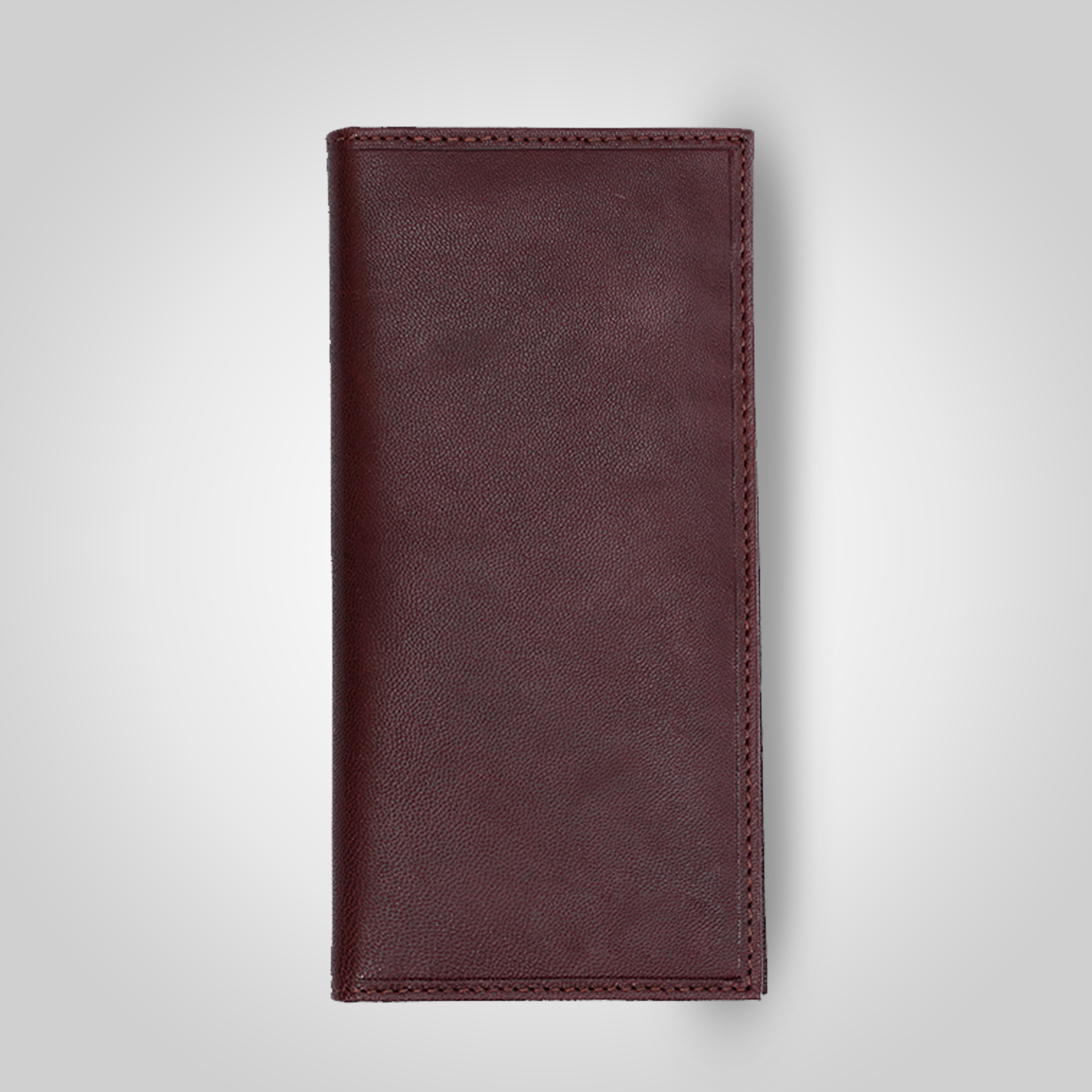 Vertical leather card holder wallet for women in tan brown – front view