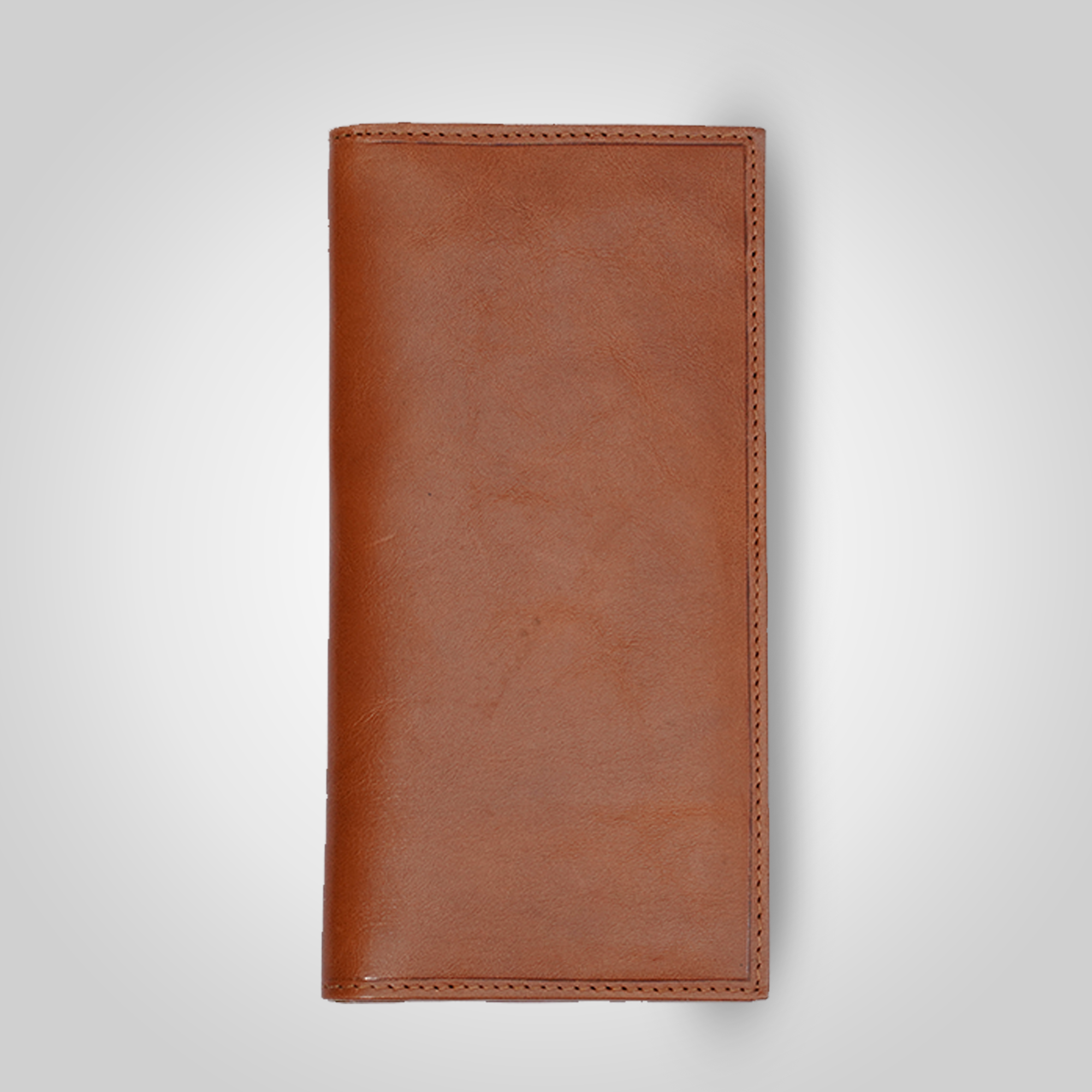 Dellamano designer card holder in Tan full-grain leather – vertical shot