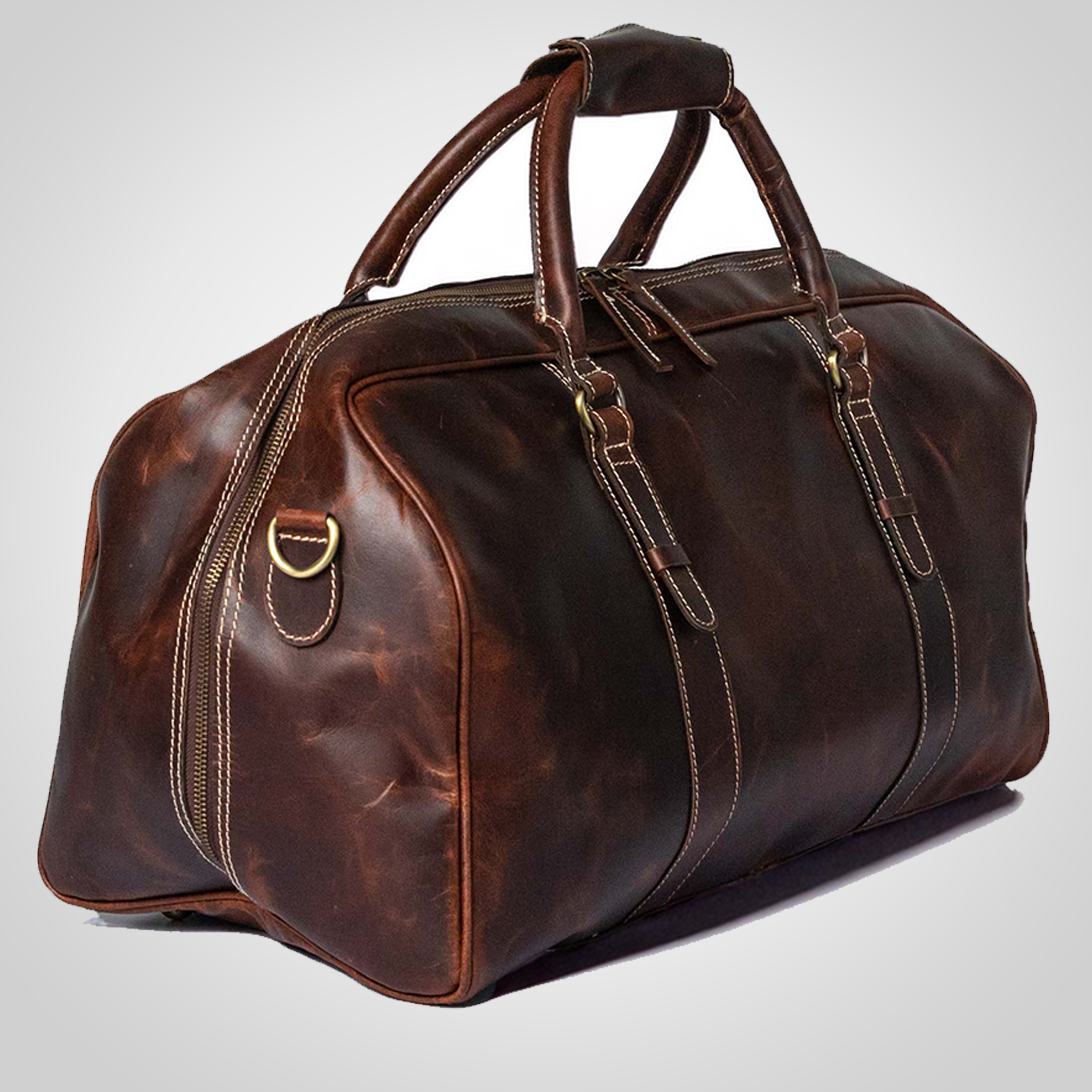 The Weekender Duffle Bag by Dellamano – handcrafted full-grain leather travel bag for men and women