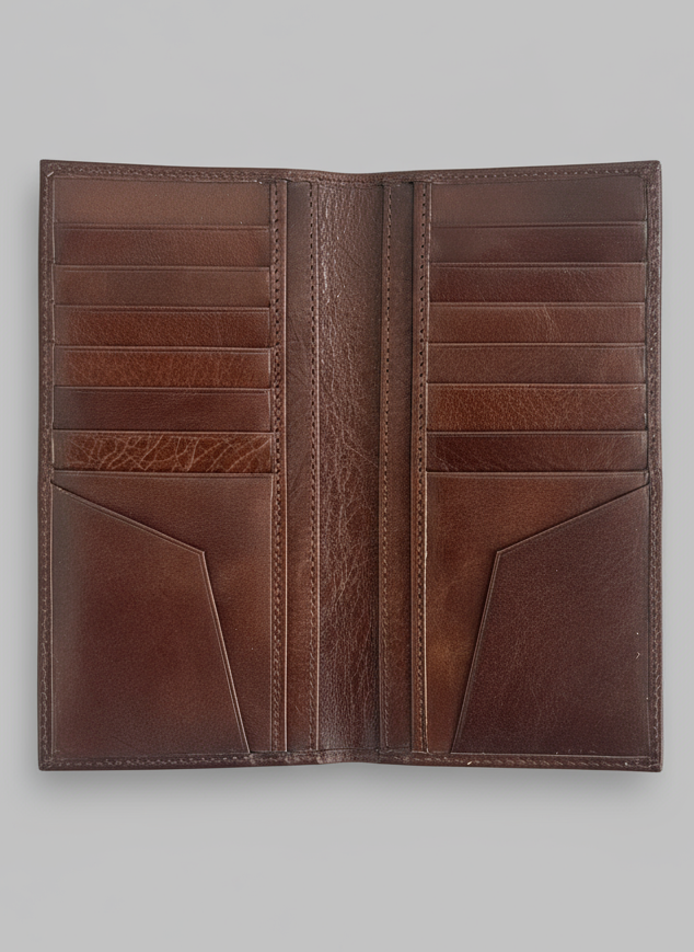 Dellamano full-grain leather card holder purse for women – minimalist vertical design with 12 cards slot