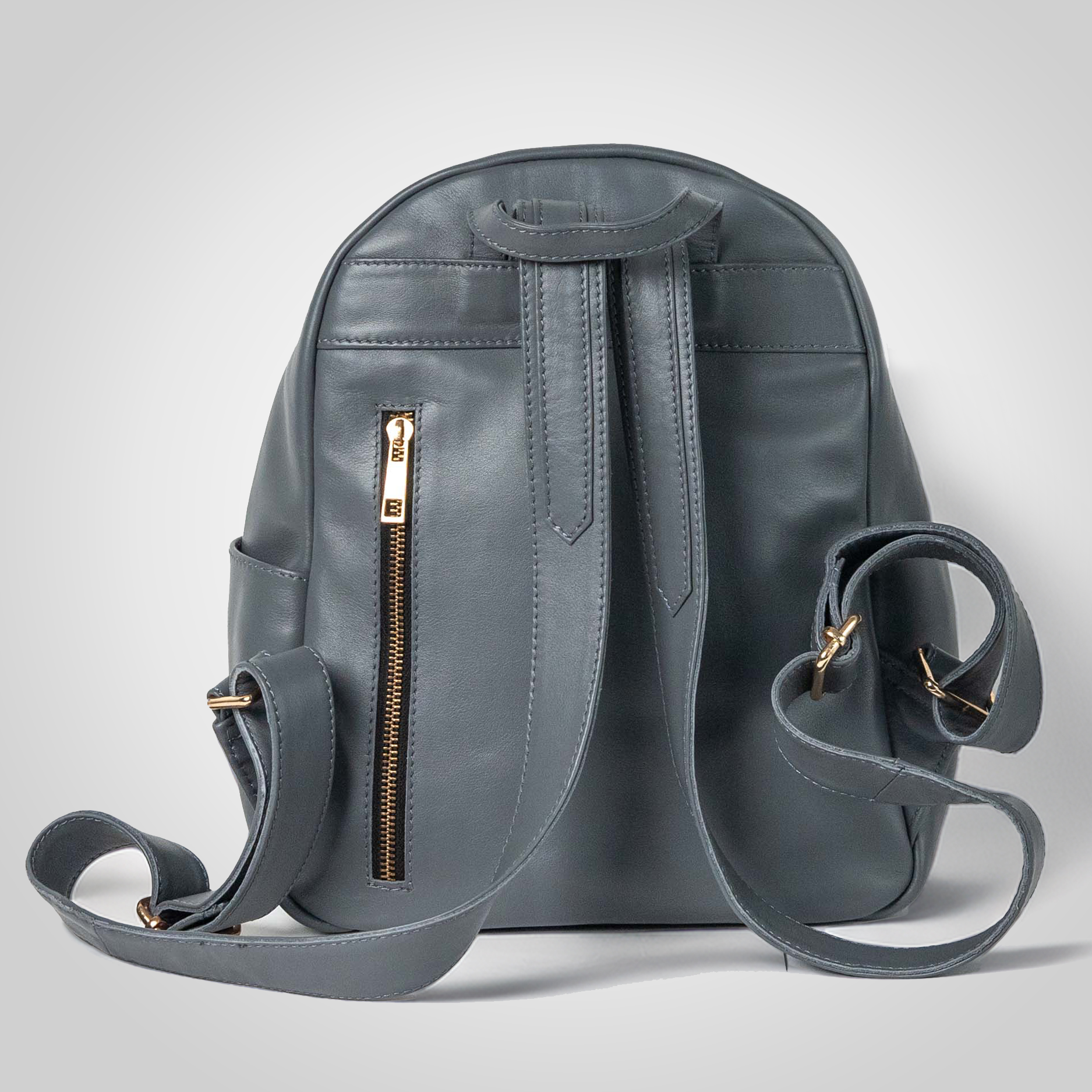 Back view of The Grace leather backpack with adjustable straps for comfort